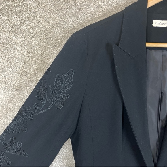 Coldwater Creek Jacket Womens 10 Black Embroidered Button Lined Blazer- 9565* - Picture 6 of 11